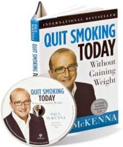 Un livre sur l'arrêt du tabac sans prendre de poids, incluant un CD d'hypnose.